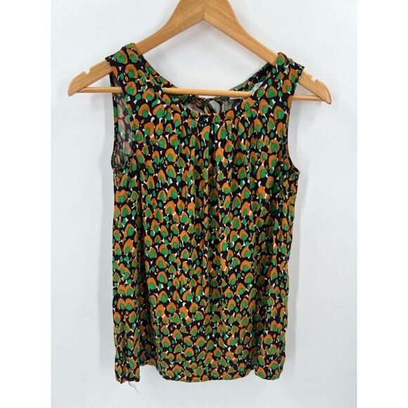 Boden Women US 6 Green Vibrant Print Sleeveless Patterned Blouse - Picture 1 of 8